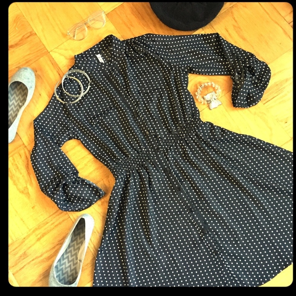 Ladies Medium Black and White Polka Dot Dress